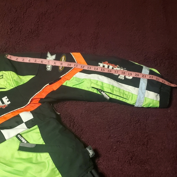 Castle Racing CR2 Series01 Black&Neon Green/HiVisSnowmobile insulated jacket szL - Picture 6 of 10